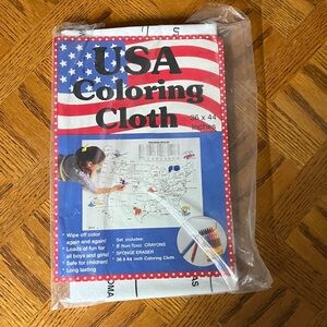 USA Map Coloring Cloth with Crayons